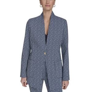 Tommy Hilfiger Women's Gingham-Print Snap-Front Jacket in French Blue Multi